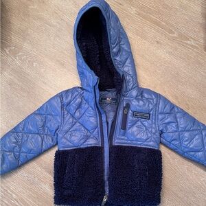 Vineyard Vines toddler Blue Hooded Jacket with Navy Fleece
